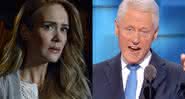 Sarah Paulson em cena de American Horror Story e Bill Clinton na Convenção Nacional Democrata de 2016 - FX/YouTube