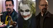 Adam Sandler em Joias Brutas, Heath Ledger como o Coringa e Bryan Cranston em Breaking Bad - Divulção/A24/Warner Bros./AMC