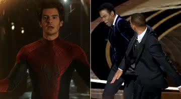Andrew Garfield imita tapa de Will Smith em Chris Rock - Divulgação/Sony Pictures/Neilson Barnard/Getty Images