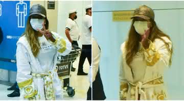 Anitta chegou no Aeroporto Internacional de São Paulo, em Guarulhos, vestindo um roupão - Leo Franco/AgNews