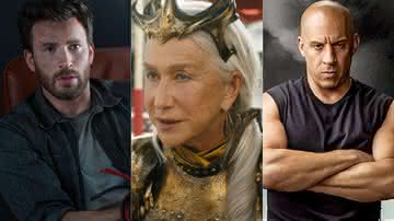 Chris Evans, Helen Mirren e Vin Diesel são indicados ao Framboesa de Ouro 2024 (Foto: Divulgação/Apple TV+/Warner Bros. Pictures/Universal Pictures)