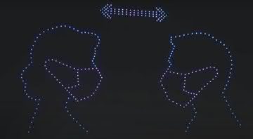Centenas de drones desenham mensagens no céu sobre a pandemia de coronavírus da Coreia do Sul - Reprodução/YouTube