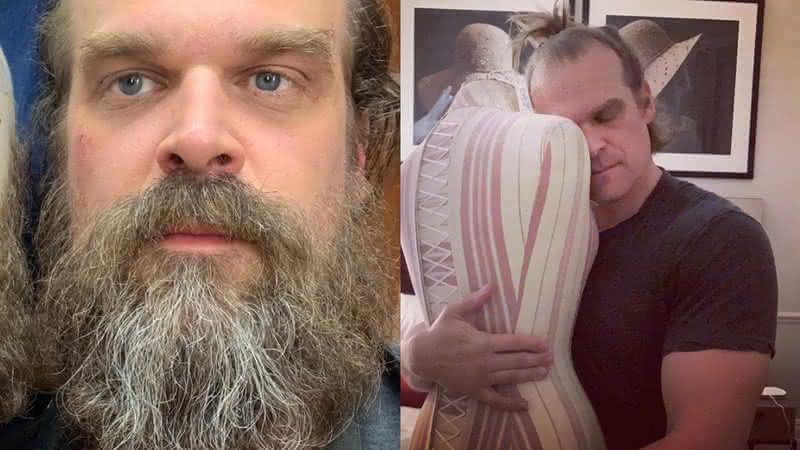 Antes e depois da barba de David Harbour - Reprodução/Instagram