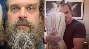 Antes e depois da barba de David Harbour - Reprodução/Instagram