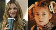 Drew Barrymore na série "Santa Clarita Diet" adulta e criança em "E.T.: O Extraterrestre" - Reprodução/Netflix/Universal Pictures