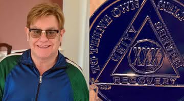 Elton John e sua medalha de comemoração em fotos publicadas em seu perfil - Instagram
