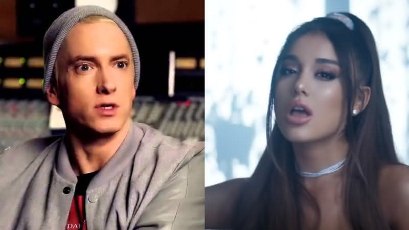 Eminem em entrvista à revista Complex e Ariana Grande no clipe de Don't Call Me Angel - YouTube