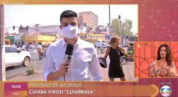 Mulher aparece brigando durante reportagem no "Encontro com Fátima Bernardes" - Transmissão/Globo/30-09-2020