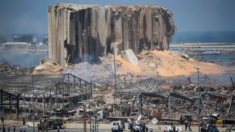 Imagens do porto após explosão em Beirute, no Líbano - Daniel Carde/Getty Images