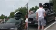 Família encontrou viajantes ilegais no bagageiro do carro enquanto viajavam pela França - Reprodução/YouTube