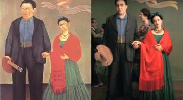Quadro de Frida Kahlo e cena da cinebiografia da pintora - Reprodução/SFMOMA/Miramax