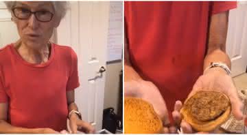 Uma senhora guardou um hambúrguer com batatas fritas por 24 anos e o resultado surpreendeu internautas - Reprodução/TikTok