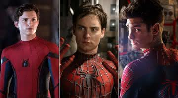 Tom Holland, Tobey Maguire e Andrew Garfield como Peter Parker - (Divulgação/Sony Pictures)
