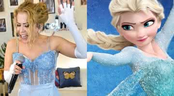 Joelma vestida de Elsa, da animação Frozen, durante live - Twitter/Disney
