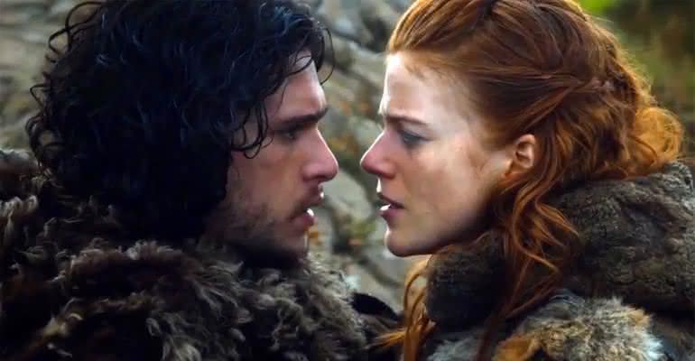Kit Harington e Rose Leslie como Jon Snow e Ygritte, respectivamente, em "Game of Thrones" - Divulgação/HBO