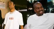 Travis Scott em clique no Instagram e Kanye West em entrevista a Jimmy Kimmel - Instagram/YouTube