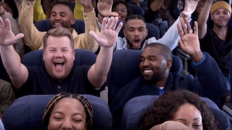 James Corden e Kanye West no Airpool Karaoke - YouTube/The Late Late Show with James Corden