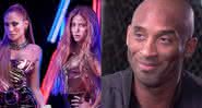 J.Lo e Shakira em peça promocional do Super Bowl e Kobe Bryant em entrevista - Divulgação/YouTube