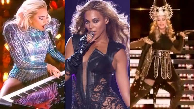Lady Gaga, Beyoncé e Madonna em suas apresentações no intervalo do Super Bowl - YouTube