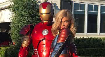 Travis Scott como Homem de Ferro e Kylie Jenner como Capitã Marvel. - Reprodução/Instagram