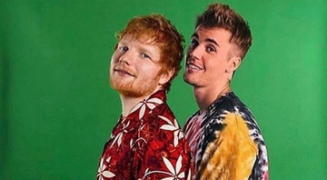 Ed Sheeran e Justin Bieber em uma montagem feita por Ed. - Reprodução/Instagram