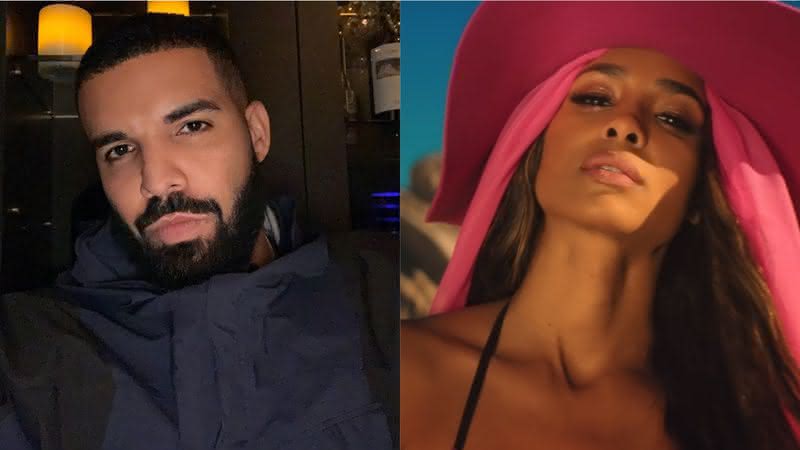 Drake em foto de seu Instagram e Ciara no clipe de Evapora, com IZA e Major Lazer - Instagram/YouTube