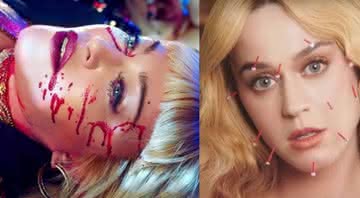 Madonna em 'God Control' e Katy Perry em 'Never Really Over' - Reprodução/Youtube