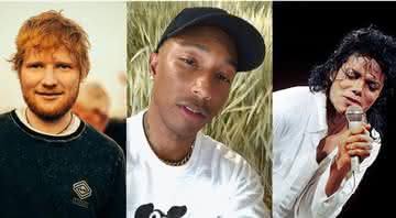 Ed Sheeran, Pharrell e Michael Jackson já foram acusados de plágio no mundo da música e fizeram acordos para sair da situação - Reprodução/Instagram/Montagem