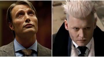 Mads Mikkelsen, de "Hannibal", pode substituir Johnny Depp no terceiro filme de "Animais Fantásticos" - Divulgação/NBC/Reprodução/Warner Bros. Pictures