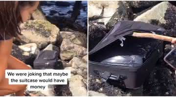 Jovens encontraram um mala com corpos dentro durante um passeio à praia em Seattle, nos Estados Unidos - ughhenry/TikTok