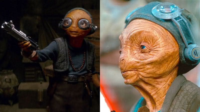Maz Kanata em Os Últimos Jedi e a personagem em Star Wars: A Ascensão Skywalker - Disney/Lucasfilm