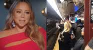 Mariah Carey em documentário da Amazon e os usuários de metrô cantando o hit natalino - YouTube/Twitter