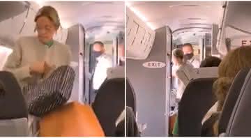 Uma mulher foi expulsa de um avião sob aplausos após se recusar a usar máscara - jslade88/TikTok