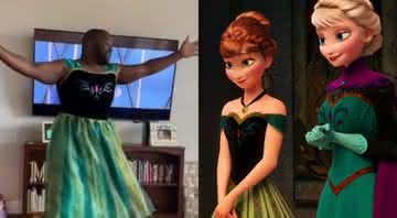 Pai se fantasia de Anna, da animação Frozen, para entreter a filha durante a quarentena por coronavírus - YouTube/Disney