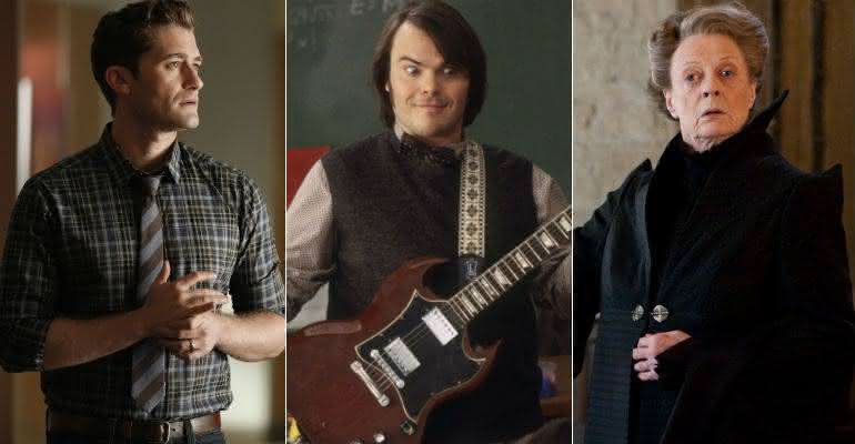Professores de "Glee", "Escola do Rock" e "Harry Potter" - Divulgação/FOX/Universal Pictures/Warner Bros.