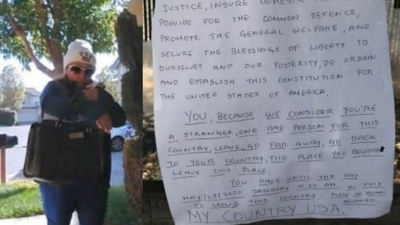 Mulher é vista entregando cartas racistas para vizinhos - Twitter
