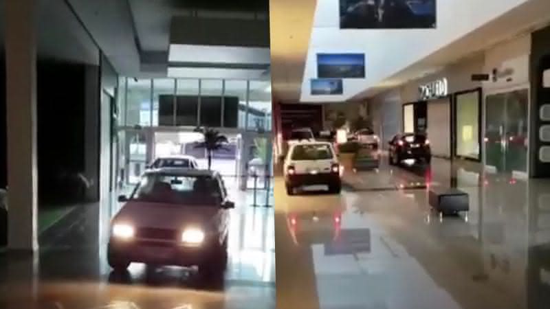 Carros são liberados nos corredores de shopping em Botucatu - Facebook