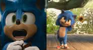 Sonic em trailer do filme e Baby Sonic em trailer japonês do longa - Divulgação/Sony Pictures