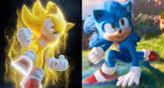 Super Sonic em game e o Sonic original em Sonic: O Filme - Reprodução/Sega/Paramount Pictures