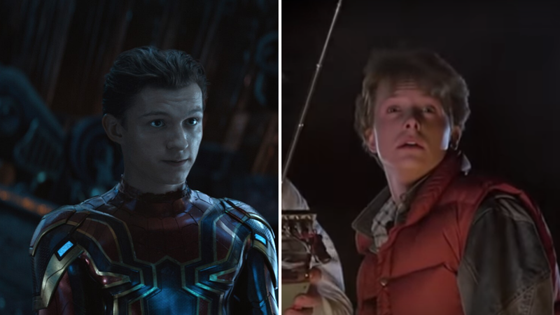 Tom Holland como Homem-Aranha e J Fox como Martin McFly - Divulgação/Marvel Studios/Sony Pictures