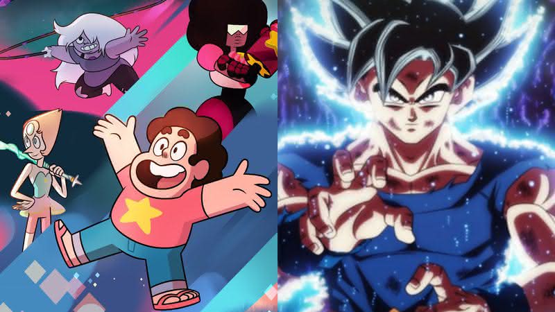 Steven e as Gems e Goku em Dragon Ball Super - Divulgação/Cartoon Network