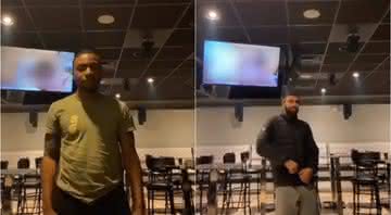 Amigos acabaram banidos do TikTok após publicarem um vídeo dançando em frente à uma TV exibindo um filme pornô - Twitter