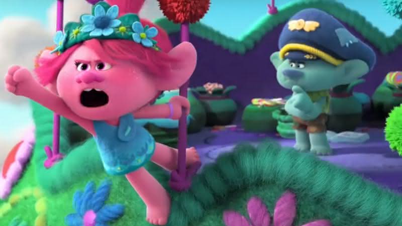 Os personagens Poppy e Branch em cena do trailer de Trolls World Tour - YouTube