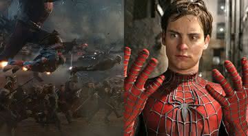 Cena de Vingadores: Ultimato e Tobey Maguire como Homem-Aranha - Reprodução/Disney/Sony Pictures
