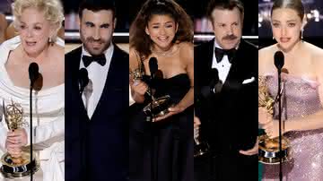 Zendaya, por "Euphoria"; Jean Smart, por "Hacks; Jason Sudeikis e Brett Goldstein, de "Ted Lasso", e mais vencedores do Emmy Awards 2022 - Kevin Winter/Getty Images
