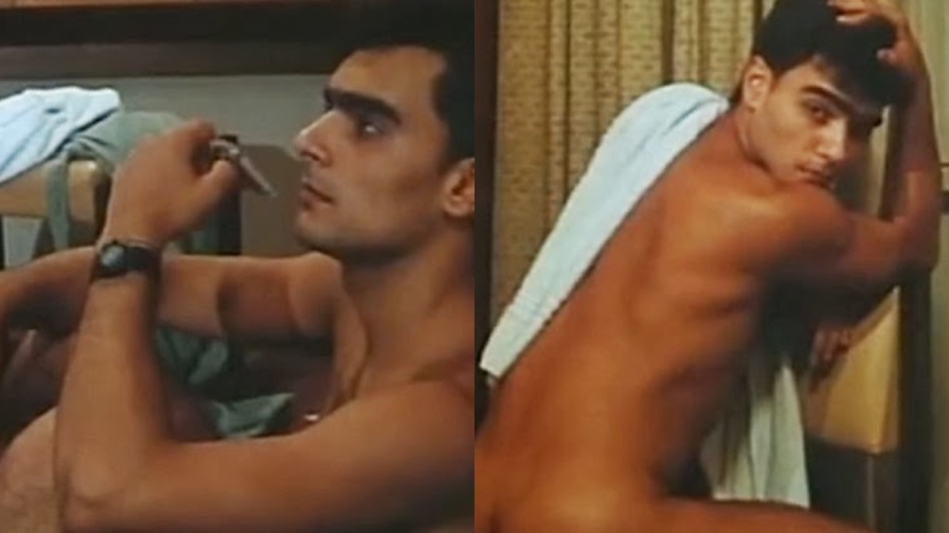 Guilherme de Pádua em cenas sensuais do filme erótico gay "Via Appia" (Crédito: Reprodução/Internet)