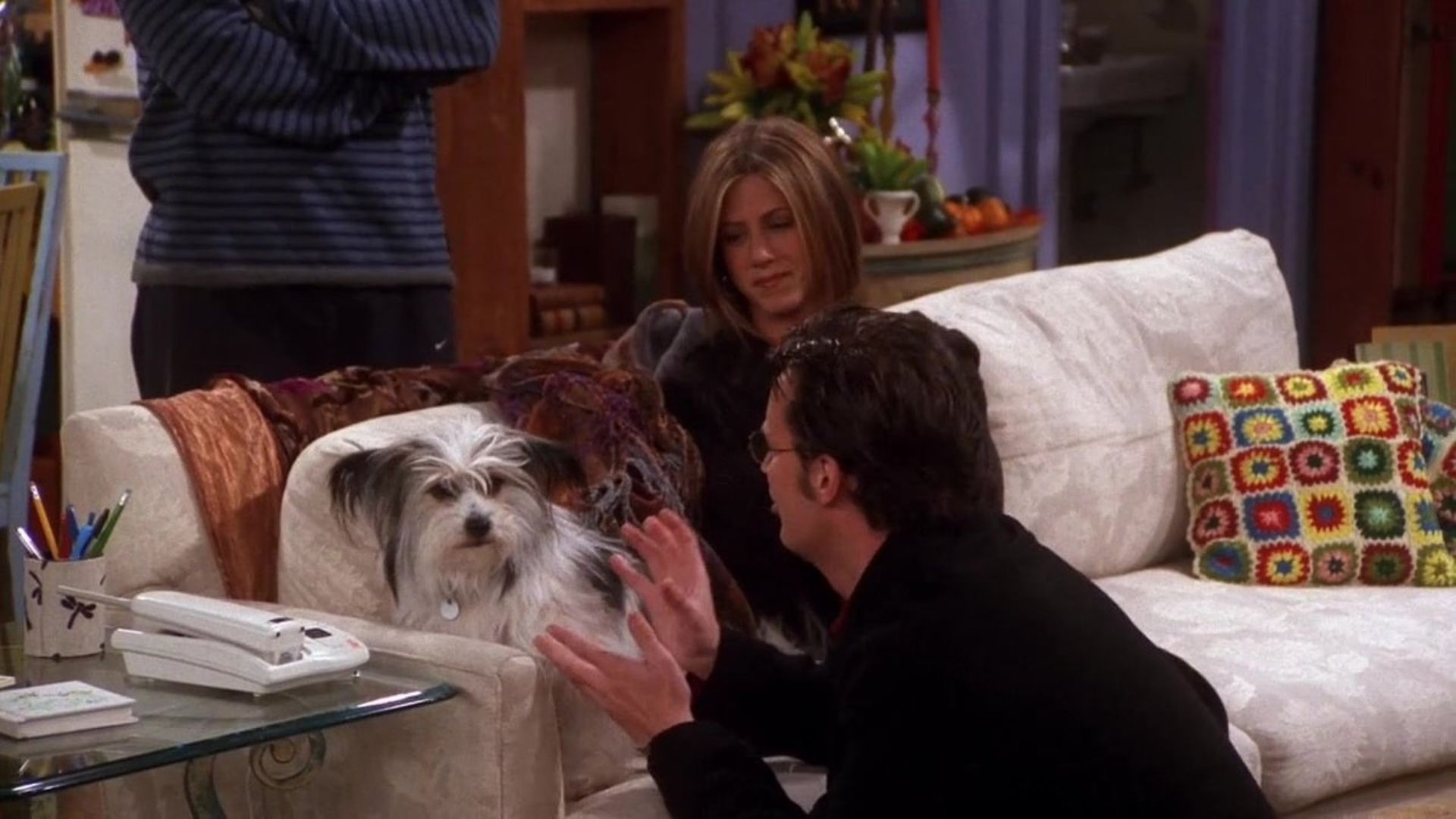Na 7ª temporada de Friends, os amigos descobrem que Chandler mentiu sobre ser alérgico a cachorros (Foto: Divulgação/Warner Bros. Television)
