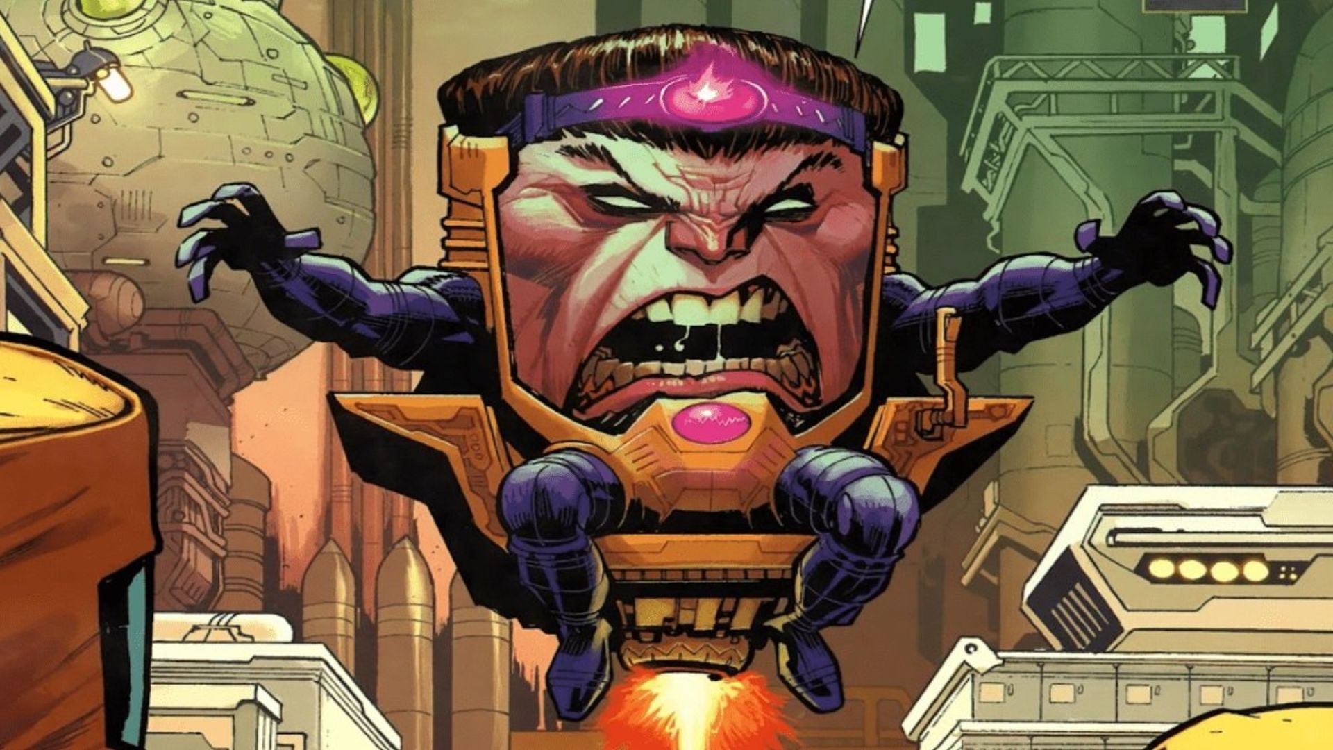 Nos quadrinhos, MODOK é a versão mutada do cientista George Tarleton, que passa por um processo para ter inteligência sobre-humana e acaba com uma cabeça gigantesca (Foto: Reprodução/Marvel Comics)